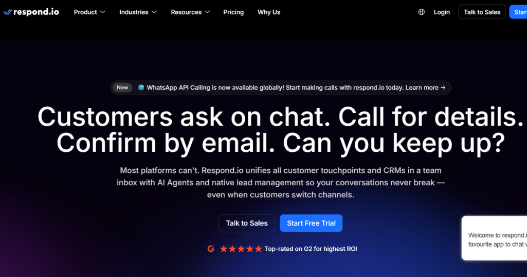 Respond.io Dashboard Interface